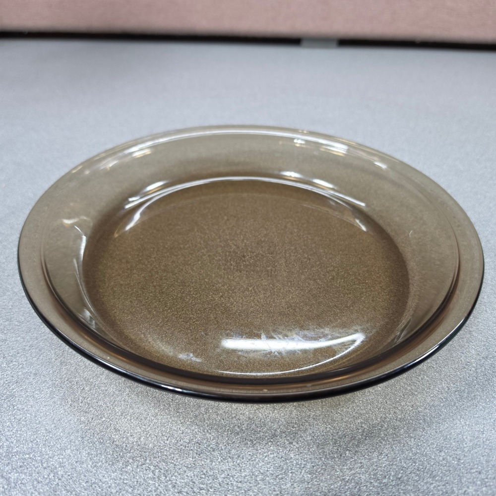 Pyrex Pie Plate Home 9in Brown Excellent Fireside Smoked Glass 209 23cm USA